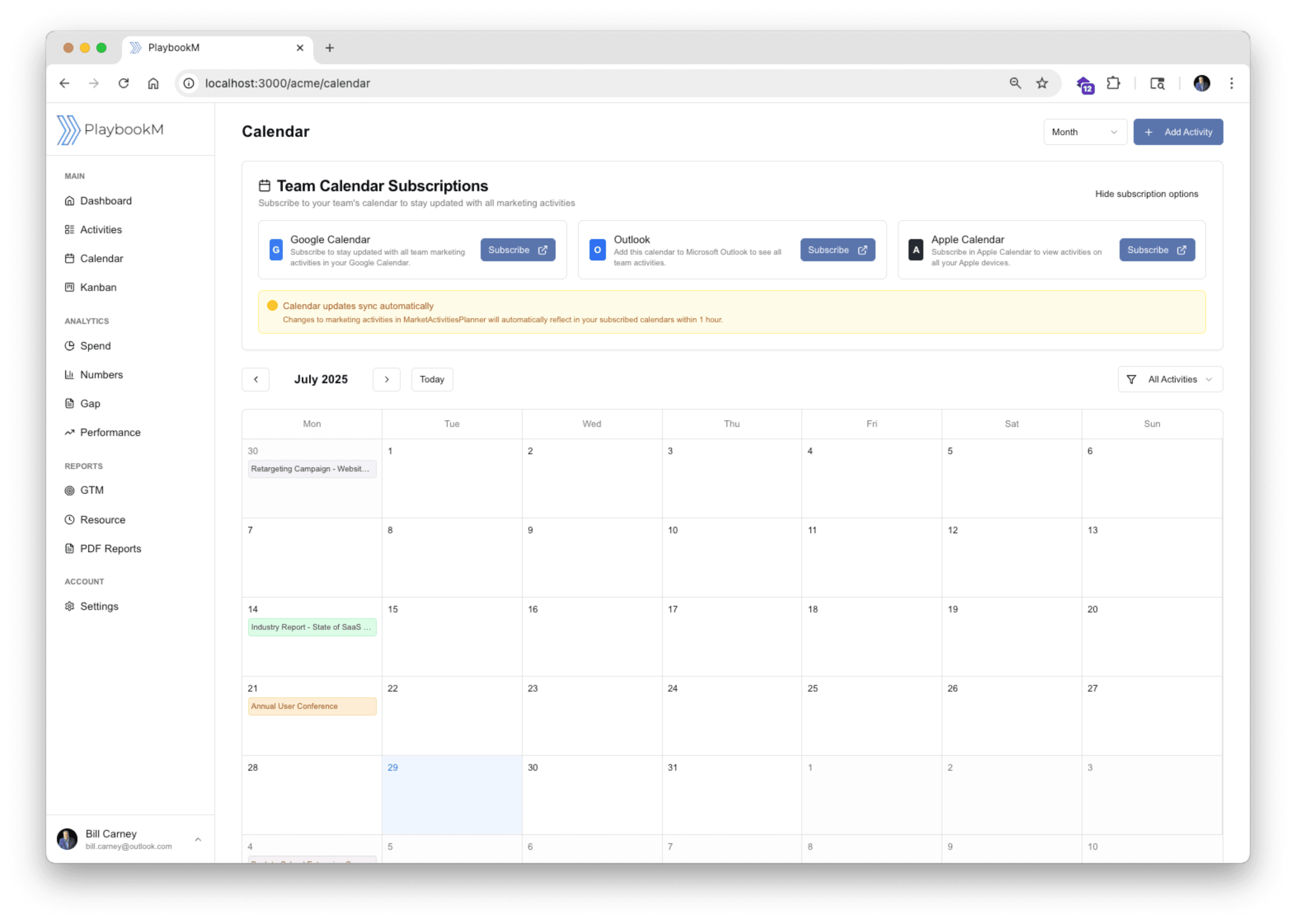 Calendar view