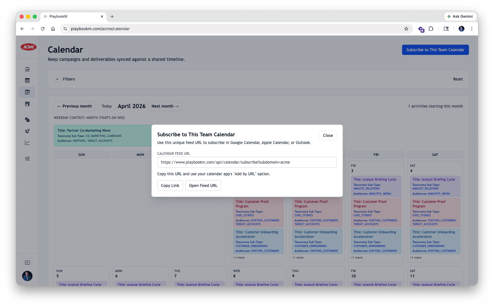 Calendar view